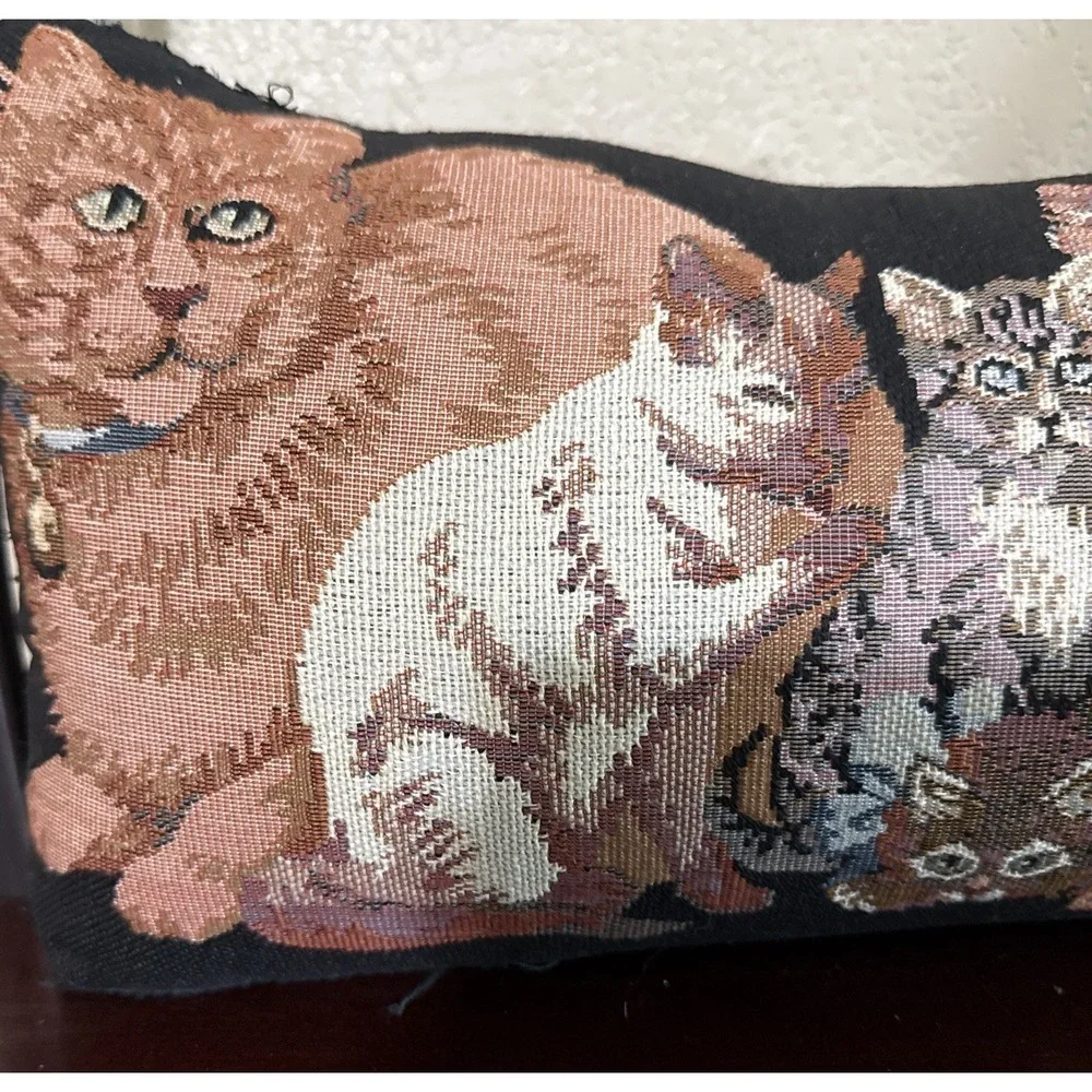 Tapestry Kitty Cats Long Door Draft Dodger Pillow Weighted Black Background
